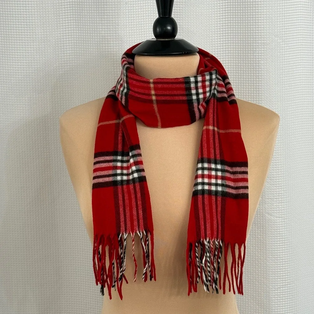 Croft & Barrow Classic Red, Black, White & Gold Plaid Scarf